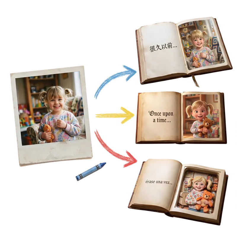 Child's magical story moment